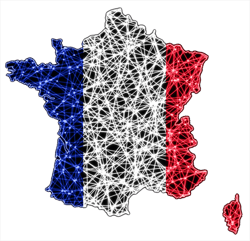 Carte de France représentant les réions françaises de la métropole.